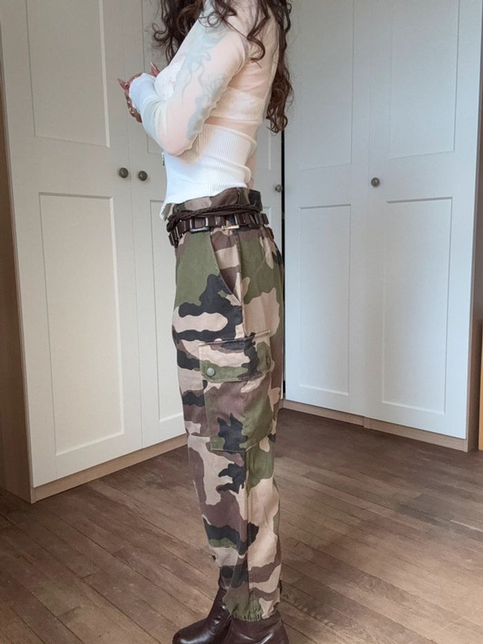 Treillis militaire pantalon cargo vintage authentique - photo numéro 3