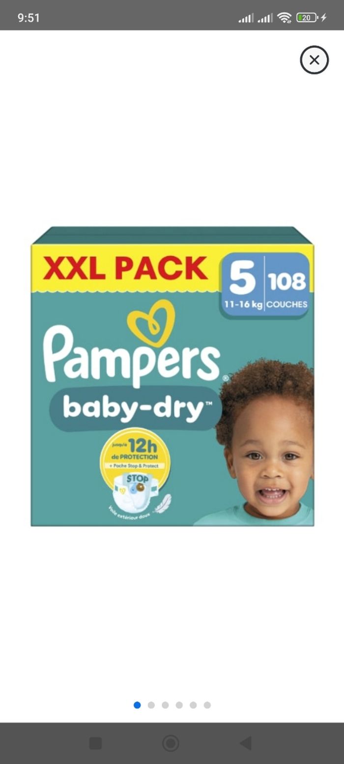 Couches Pampers taille 5