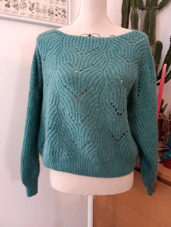 Pull turquoise ajouré Made in Italy taille M