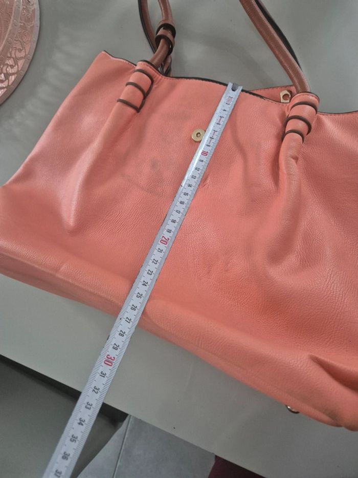 Joli sac à main corail et petite pochette - photo numéro 9