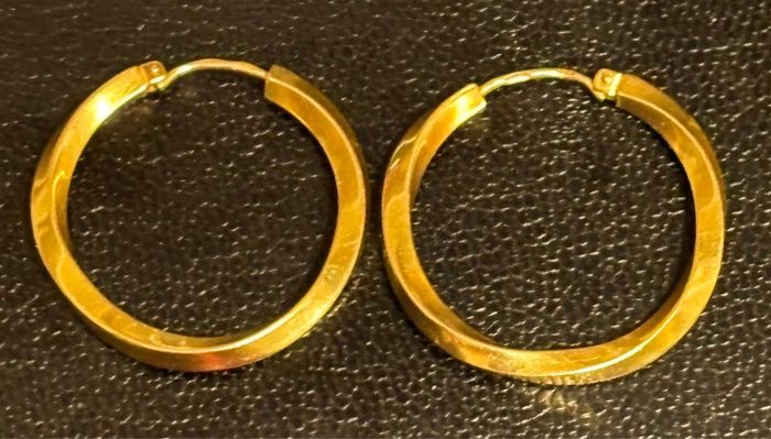 Jolie paire de boucles d’oreilles «créoles » torsadées » en or 18 carats femme TBE - photo numéro 3