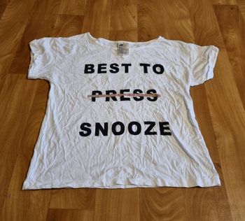 t-shirt blanc inscription noir h&m taille 34 XS 16ans