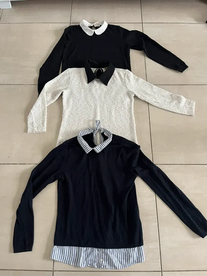Lot de 3 pulls à cols élégants à paillette/ sequin taille M
