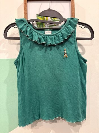 top vert volanté tape à l’œil 12 ans broderie perroquet