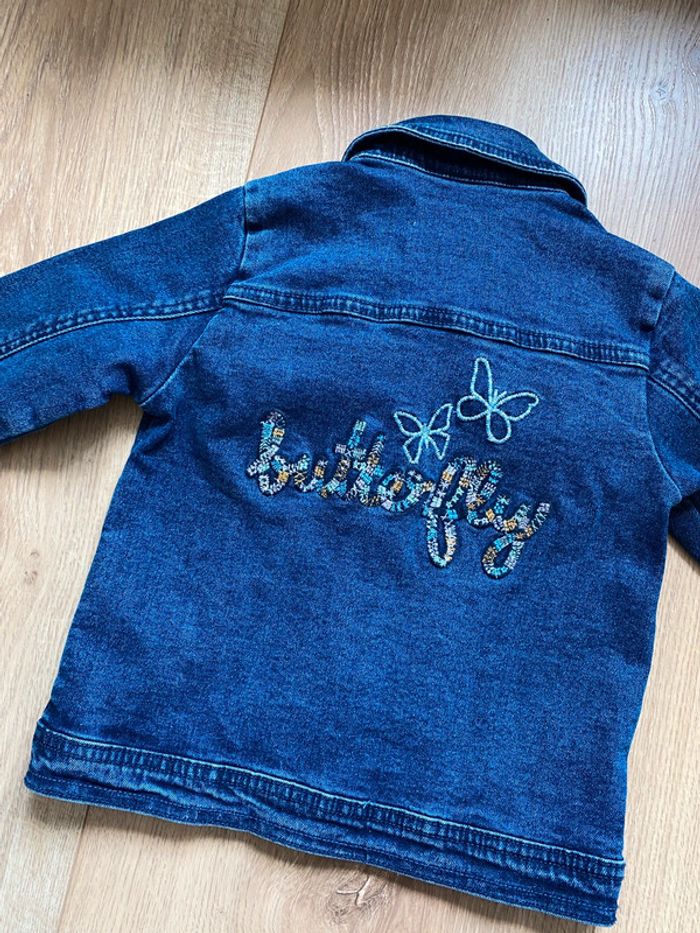 Veste en jeans sergent major avec papillons - photo numéro 4