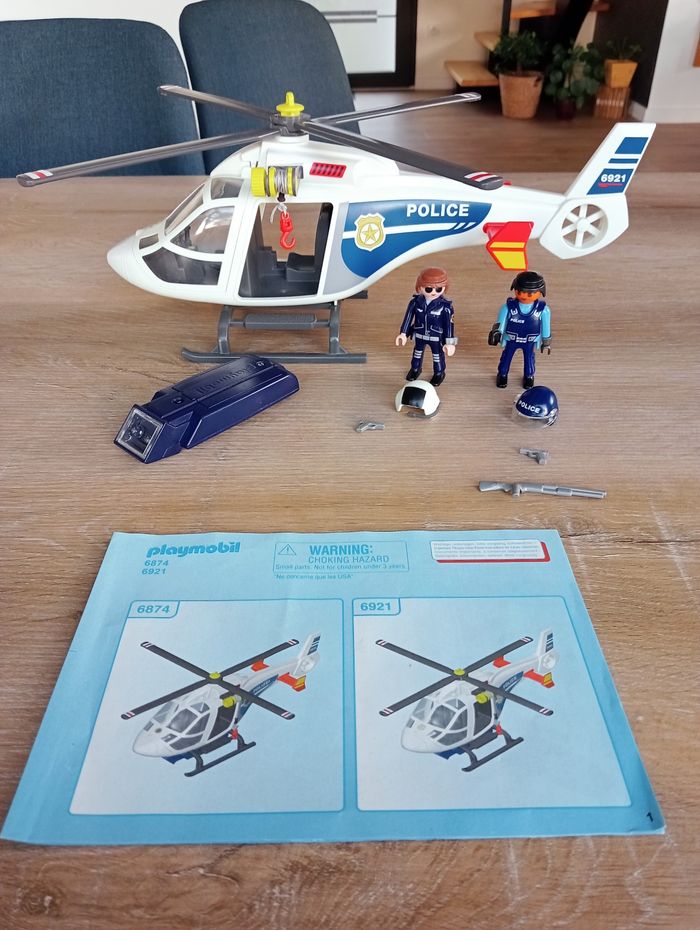 Playmobil 6921 Hélicoptère de Police avec son projecteur de recherche