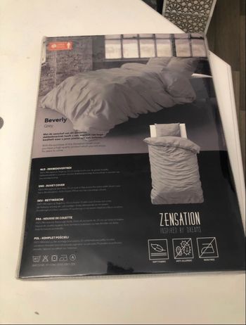 Parure de lit 140x220 + taie 60x70 – Beverly Grey – Neuf