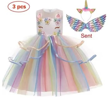 Deguisement princesse licorne + aile + serre tête Taille 4-5ans