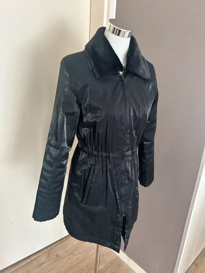 123 manteau parka veste noire, irisée, taille 1/36/38 - photo numéro 3