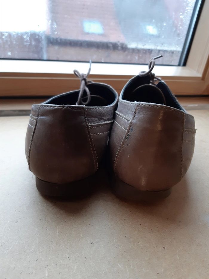 Chaussures richelieu cuir marron vintage 39 femme lacet - photo numéro 3