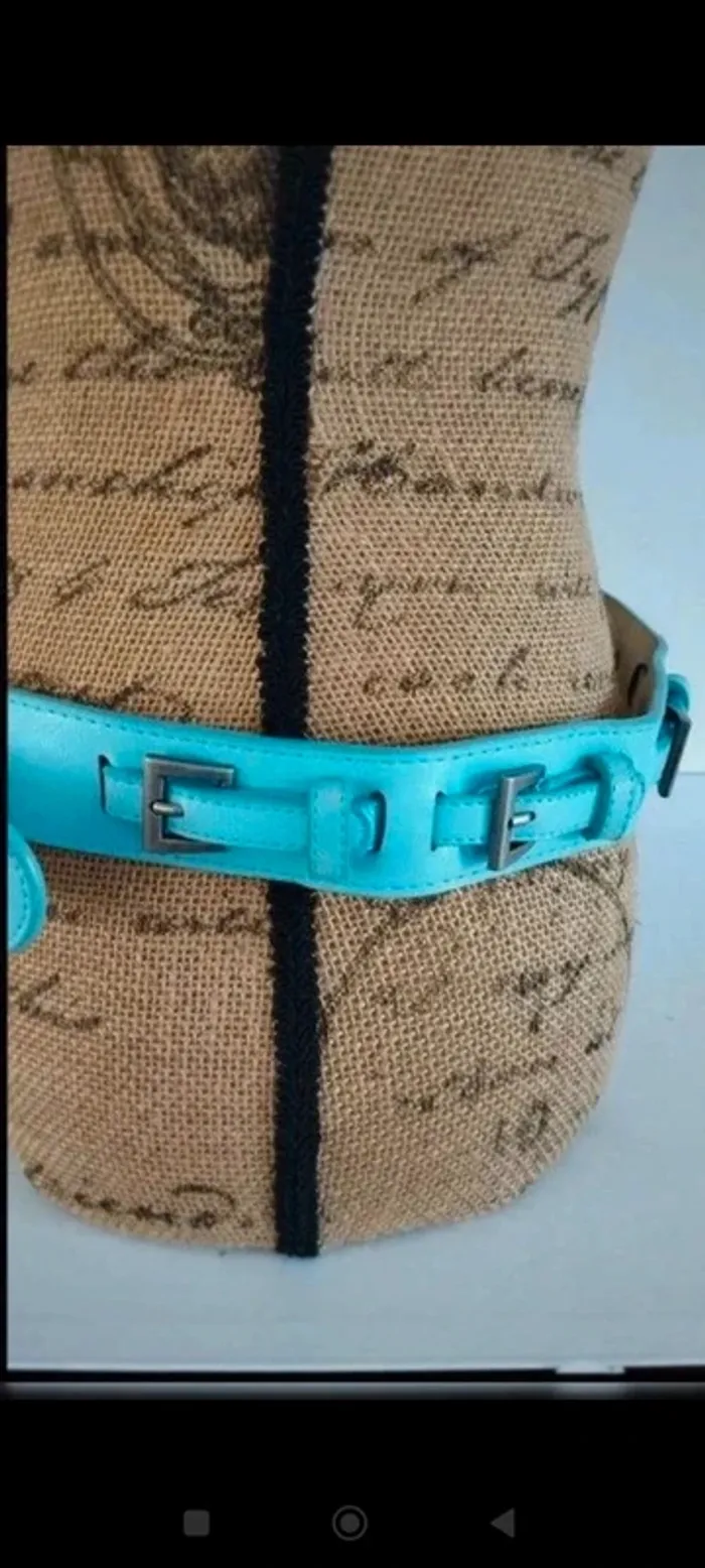 Ceinture bleu effet multi boucles 85 cm femme - photo numéro 5