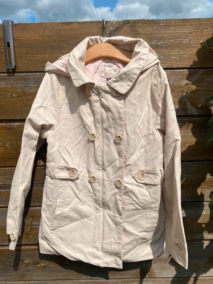 Veste imperméable trench beige rose fille sergent major 8 ans manteau coat parka - photo numéro 2