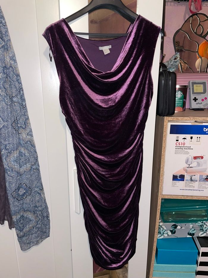 Robe soirée velours violet