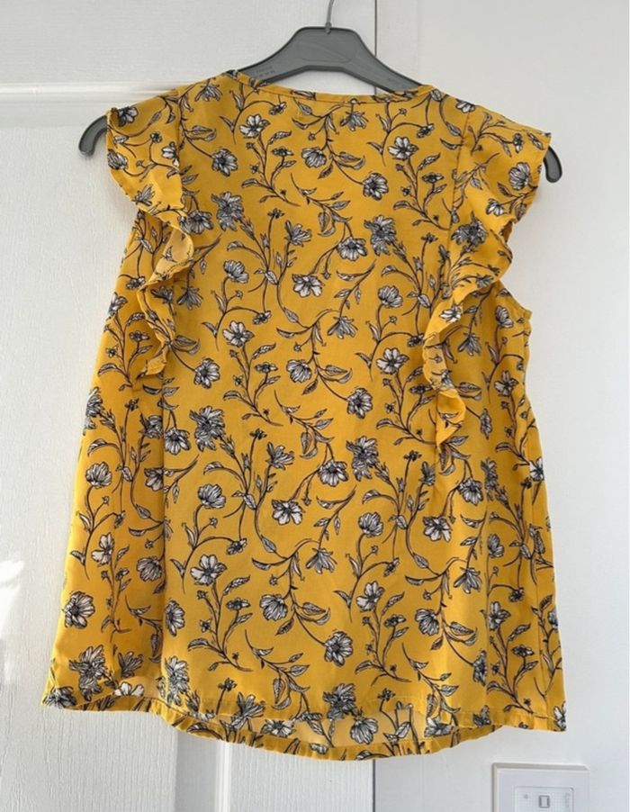 Blouse jaune à fleurs à manches courtes - photo numéro 3