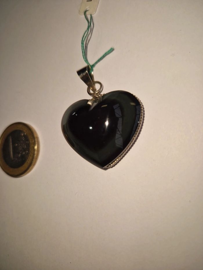 Pendentif obsidienne arc en ciel cœur Mexique - photo numéro 5