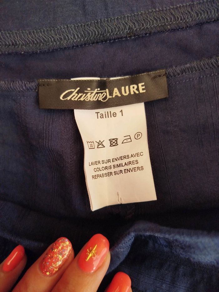 Pantacourt bleu marine rayures 36 - photo numéro 5