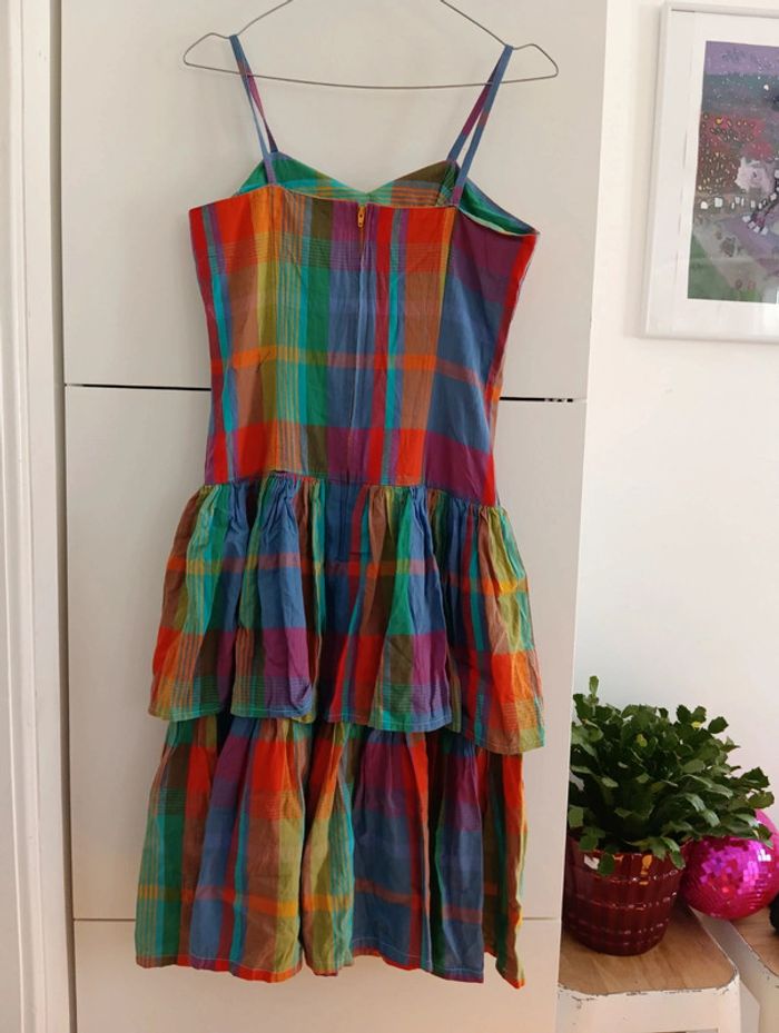 Robe vintage Multicolore coton carreaux madras - photo numéro 12