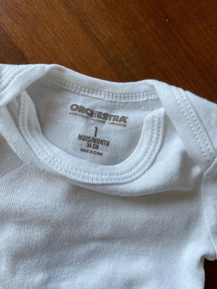 Lot de 5 bodies neuf Orchestra taille 1 mois - photo numéro 2