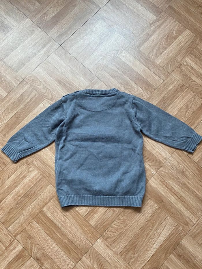 Sweat pull à col en V gris taille 12 mois Gémo - photo numéro 3