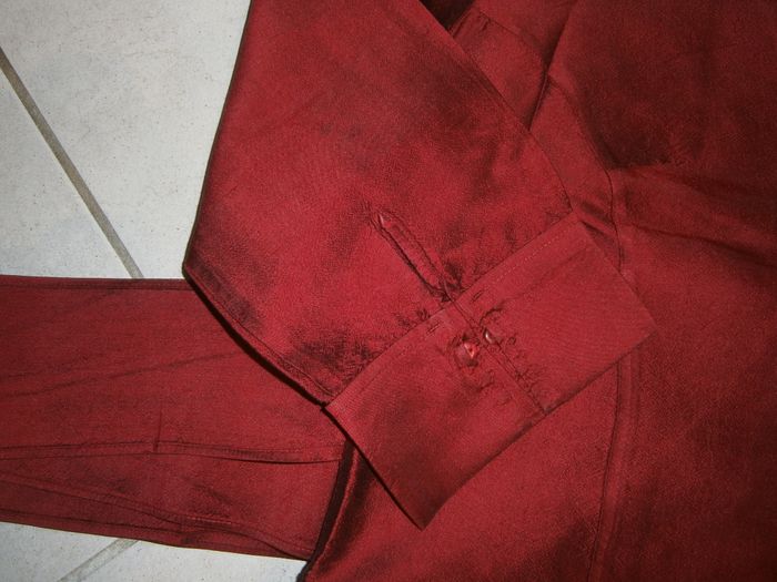 Chemisier en soie rouge manches 3/4 CAMAIEU Taille 44 - photo numéro 6