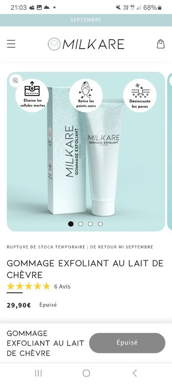 Lot gommage et masque au lait de chèvre Milkare