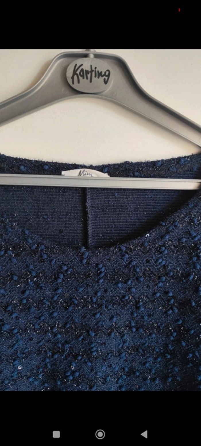 Blouse à sequins bleu marine taille 36 Mim - photo numéro 3