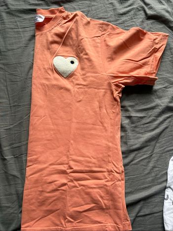 T-shirt corail AJD cœur blanc