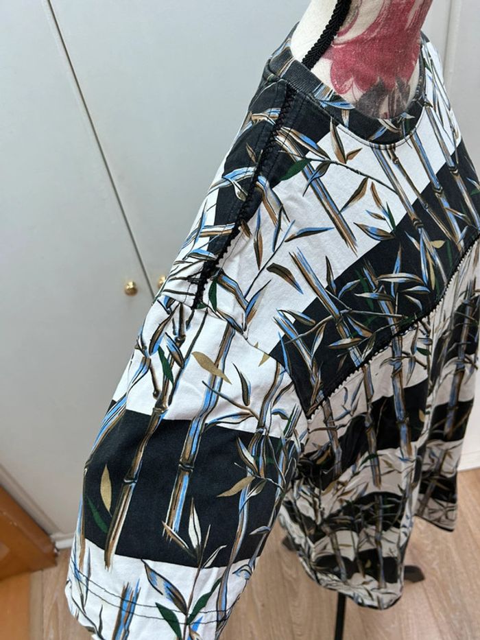 Robe mini-t-shirt en coton imprimé bambou multicolore Kenzo Memento Collection 2 - taille M - photo numéro 5