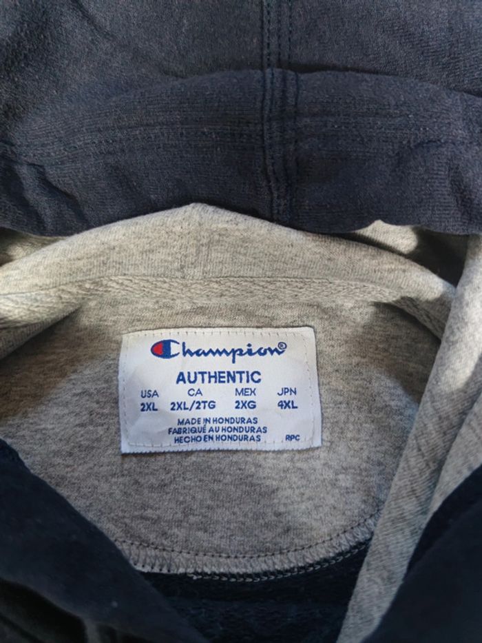 Sweat à Capuche Champion Bleu Marine Logo Brodé Taille 2XL Homme - photo numéro 4