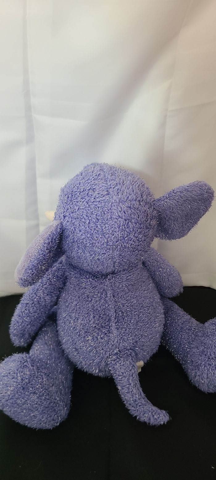 Peluche éléphant MINOUCHE bleu paillettes argentées 44 cm - photo numéro 4