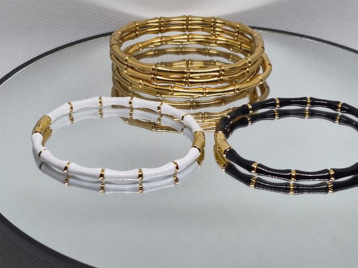 Bracelet forme bambou en plaqué or 18k - photo numéro 4