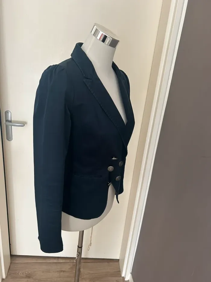H&M, veste, blazer bleu marine, femme, taille 38 - photo numéro 6