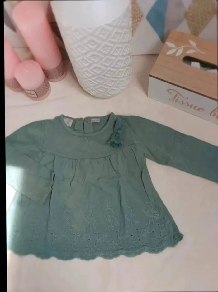 Blouse manches longues en coton Zara fille 18/24 mois 92 cm