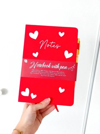 Carnet de notes rouge avec stylo neuf