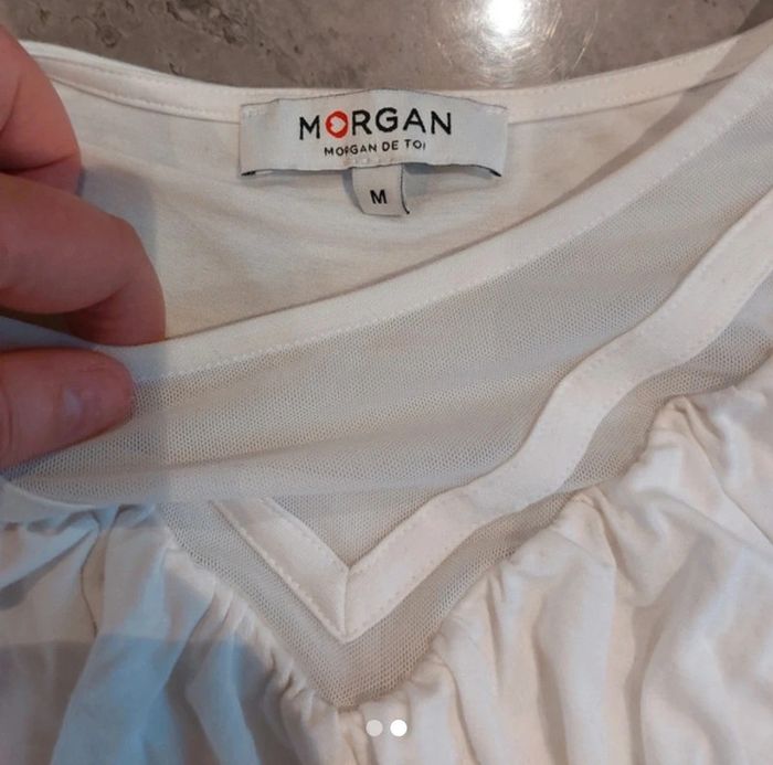Haut T shirt Morgan blanc T38 / M manches courtes très bon état - photo numéro 2