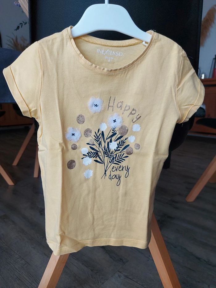 Tee-shirt manches courtes jaune In Extenso 4 ans - photo numéro 3