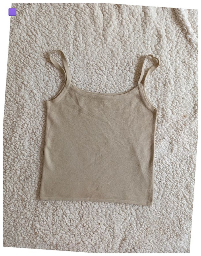 Crop top beige côtelé Sud Express - T2 - style minimal Y2K