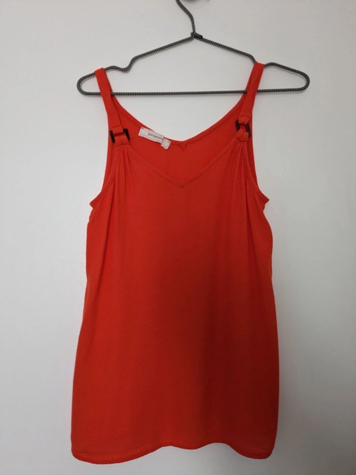 Top léger sans manche corail uni en viscose style crepe Promod taille 36 en tres bon etat