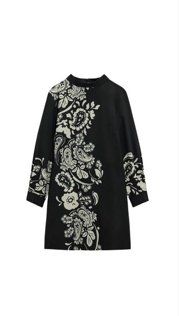 Robe courte noire manches longes fluide imprimé floral zara taille XS/34