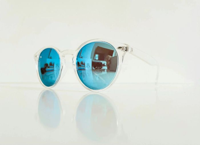 Lunette de soleil transparente Polarisée mixte verres bleus miroités uvprotection catégorie 3