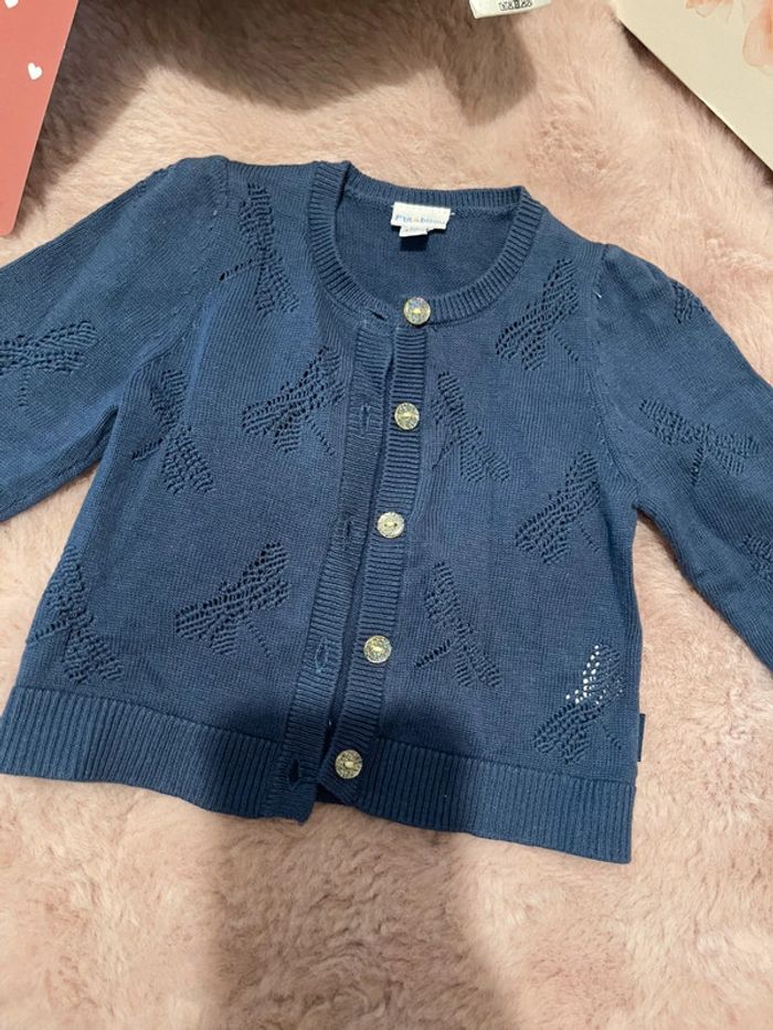 Gilet bleu marine pti bisous 6m