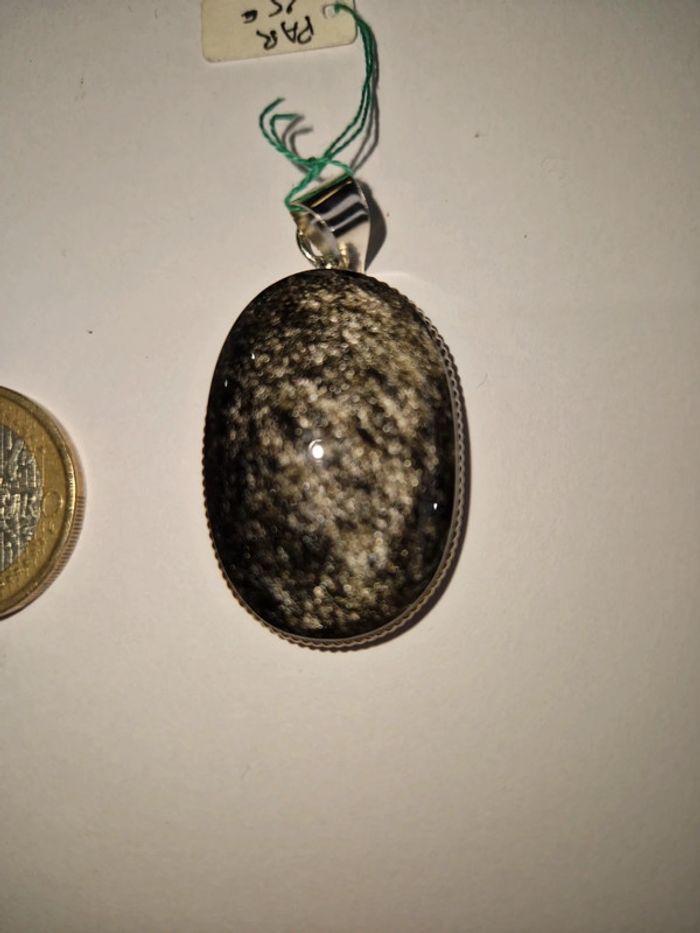 Pendentif obsidienne argentée Mexique - photo numéro 6