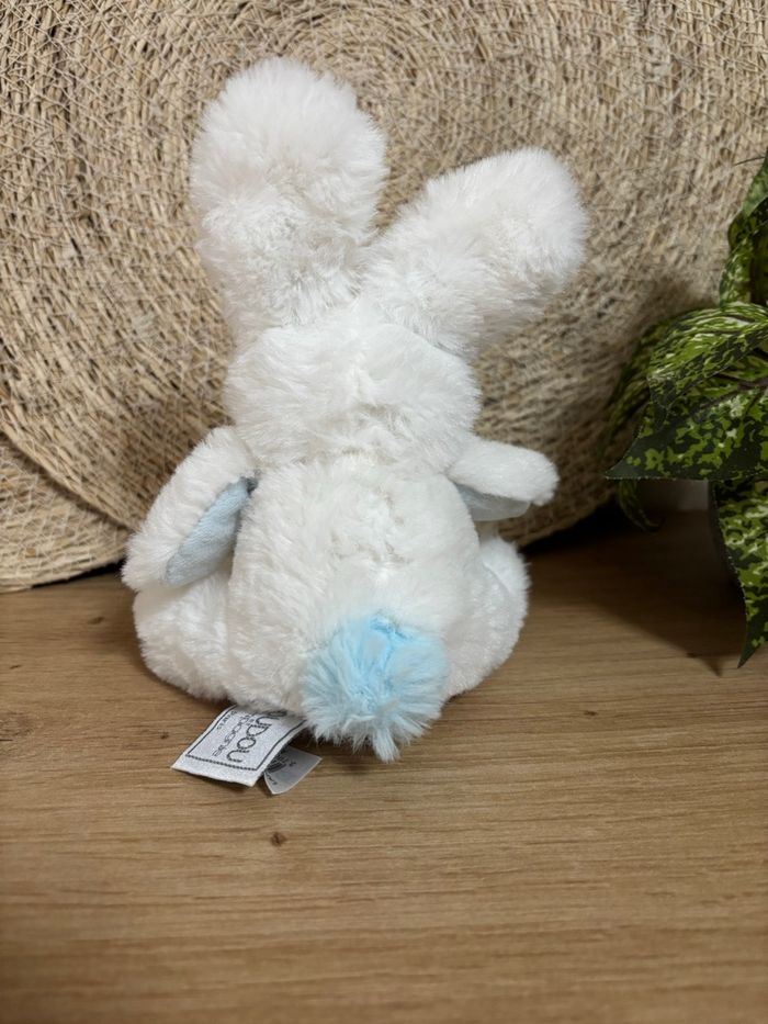 Doudou hochet lapin blanc bleu grelot doudou et compagnie - photo numéro 3