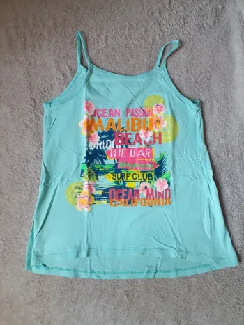 Débardeur Orchestra Turquoise avec écritures taille 12 ans