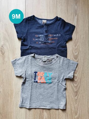 Lot 2 t-shirts "save the world" Tape à l'Oeil 9 mois