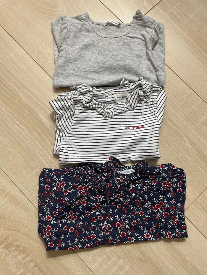 Lot 2 t-shirts manches longues fille