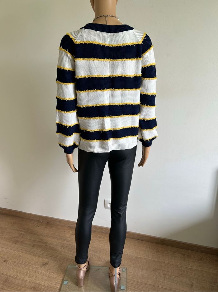 Pull blanc crème et bleu marine Teddy Smith taille S TBE - photo numéro 6