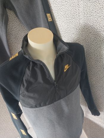 ensemble nike survêtement gris noir logo jaune xs jogging + sweat zip sport streetwear
