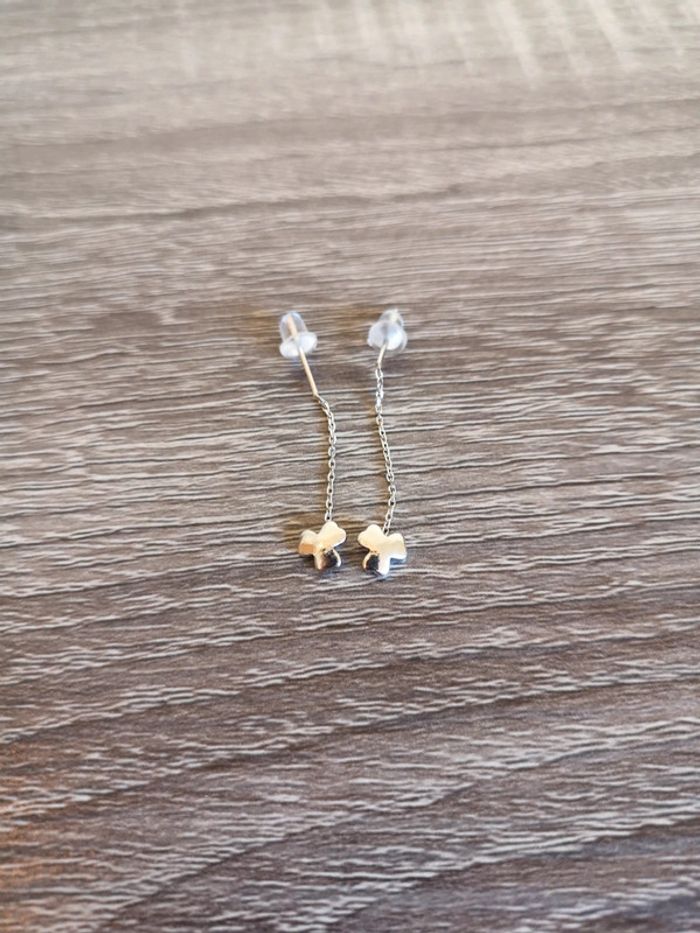 Boucles d'oreilles en acier inoxydable trèfle - photo numéro 1