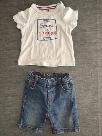 Short en jean et t-shirt Tao 6 mois